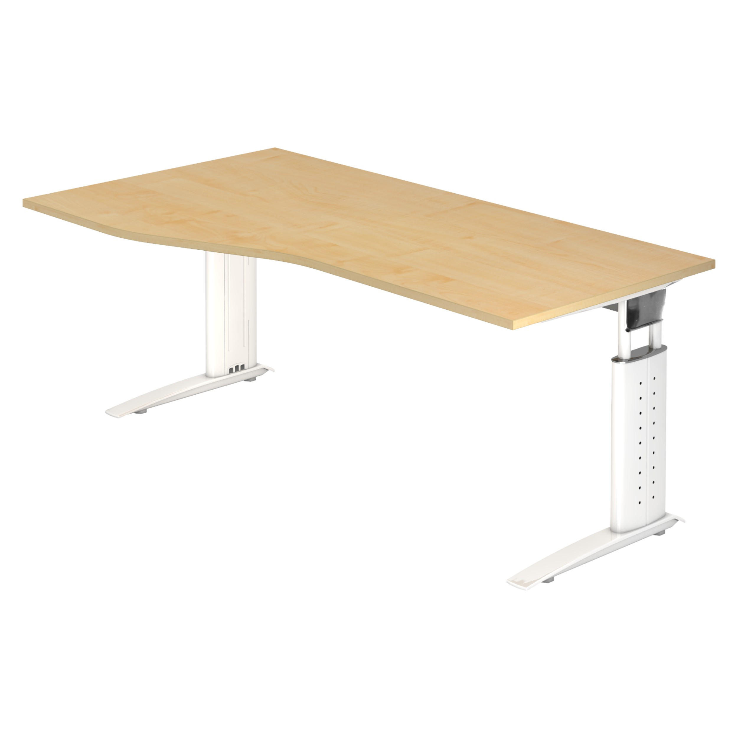 bümö Schreibtisch Ahorn, Weiß 180x74x100 cm