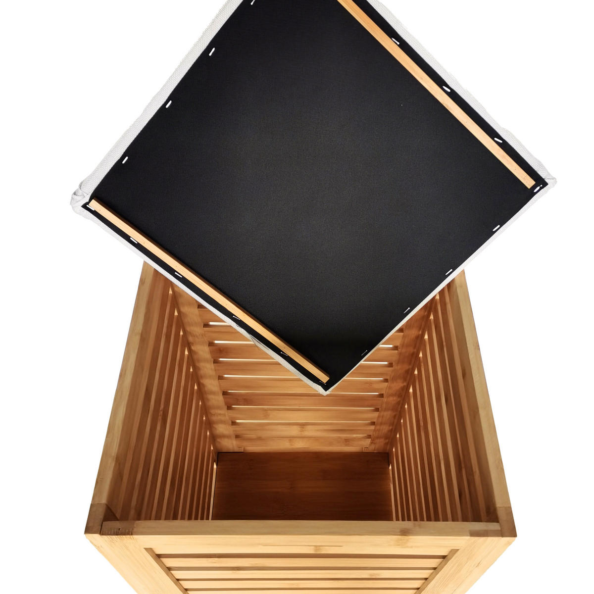 KOŠ bielizne - svetlohnedá, drevo/textil (40/56/40cm) - Relaxdays