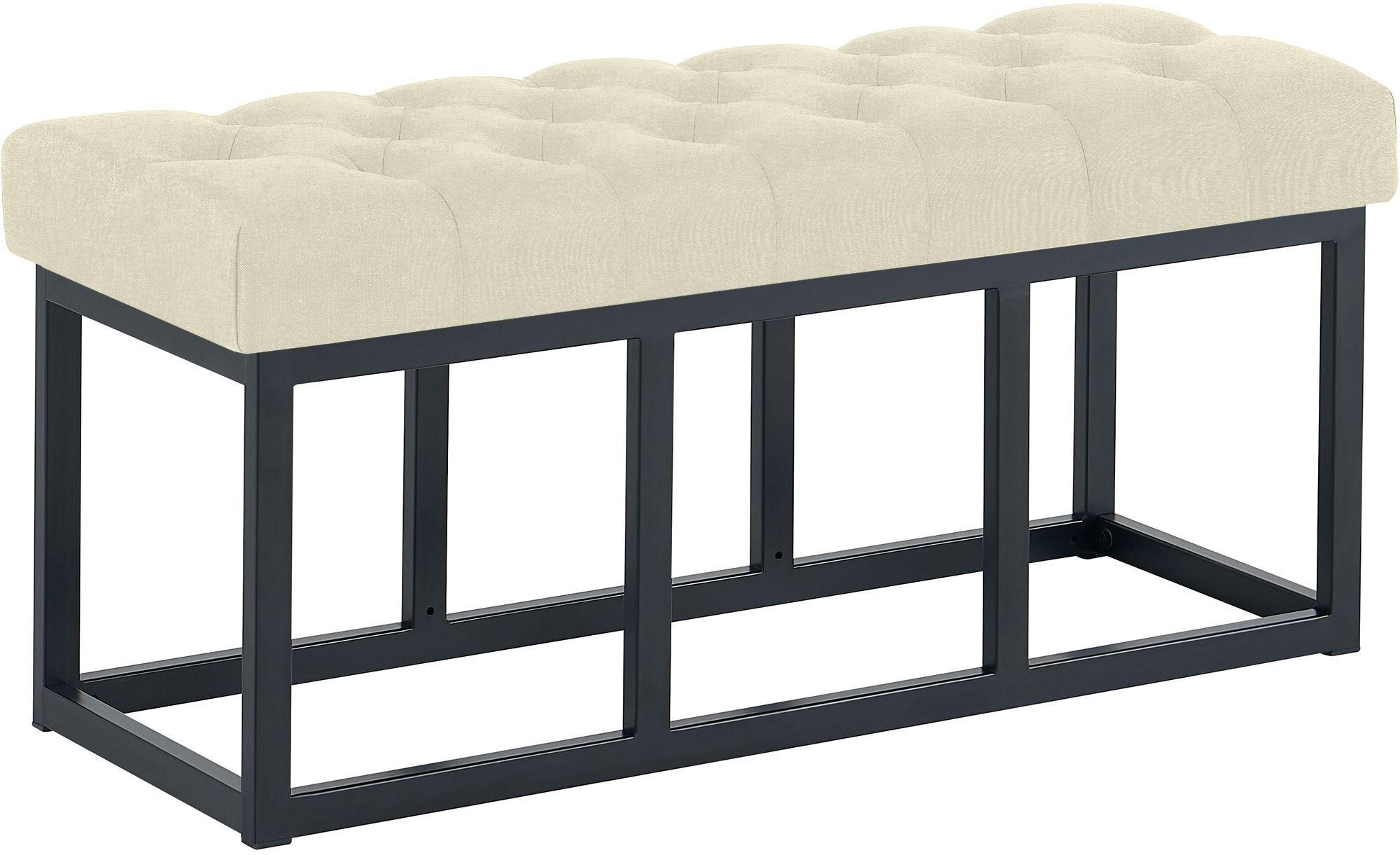 SITZBANK 100/38 cm Stoff Creme - Creme/Schwarz, Textil/Metall (100/46/38cm) - CLP
