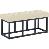 SITZBANK 100/38 cm Stoff Creme - Creme/Schwarz, Textil/Metall (100/46/38cm) - CLP