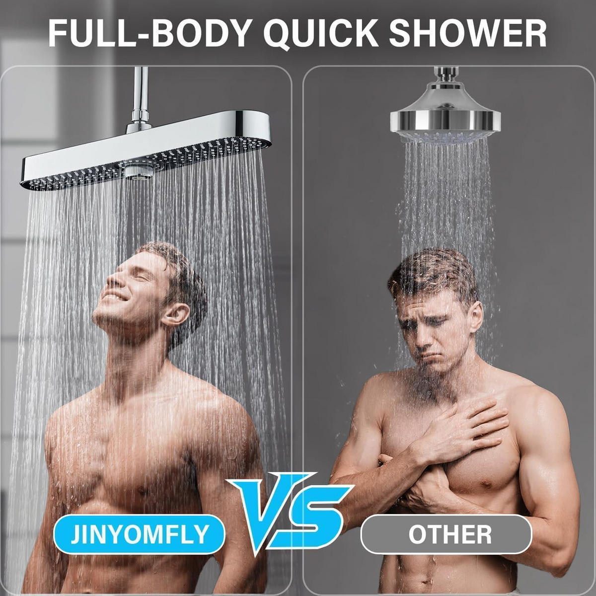 DUSCHKOPF Regendusche 19 Zoll 3 Duschmodi Chrom - Silberfarben, Kunststoff (8.8/12.7/48cm)