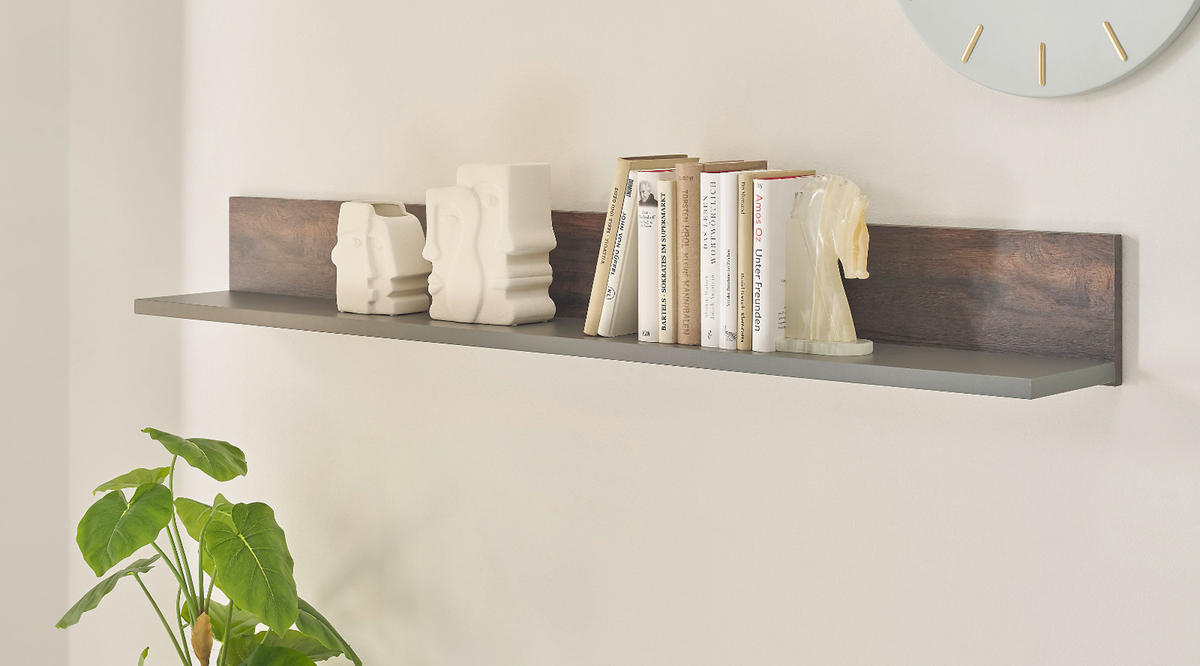 WANDBOARD Thermo Eiche, grau, Wandregal 152 cm - Eichefarben/Grau, Holzwerkstoff (152/17/20cm) - Furn.Design