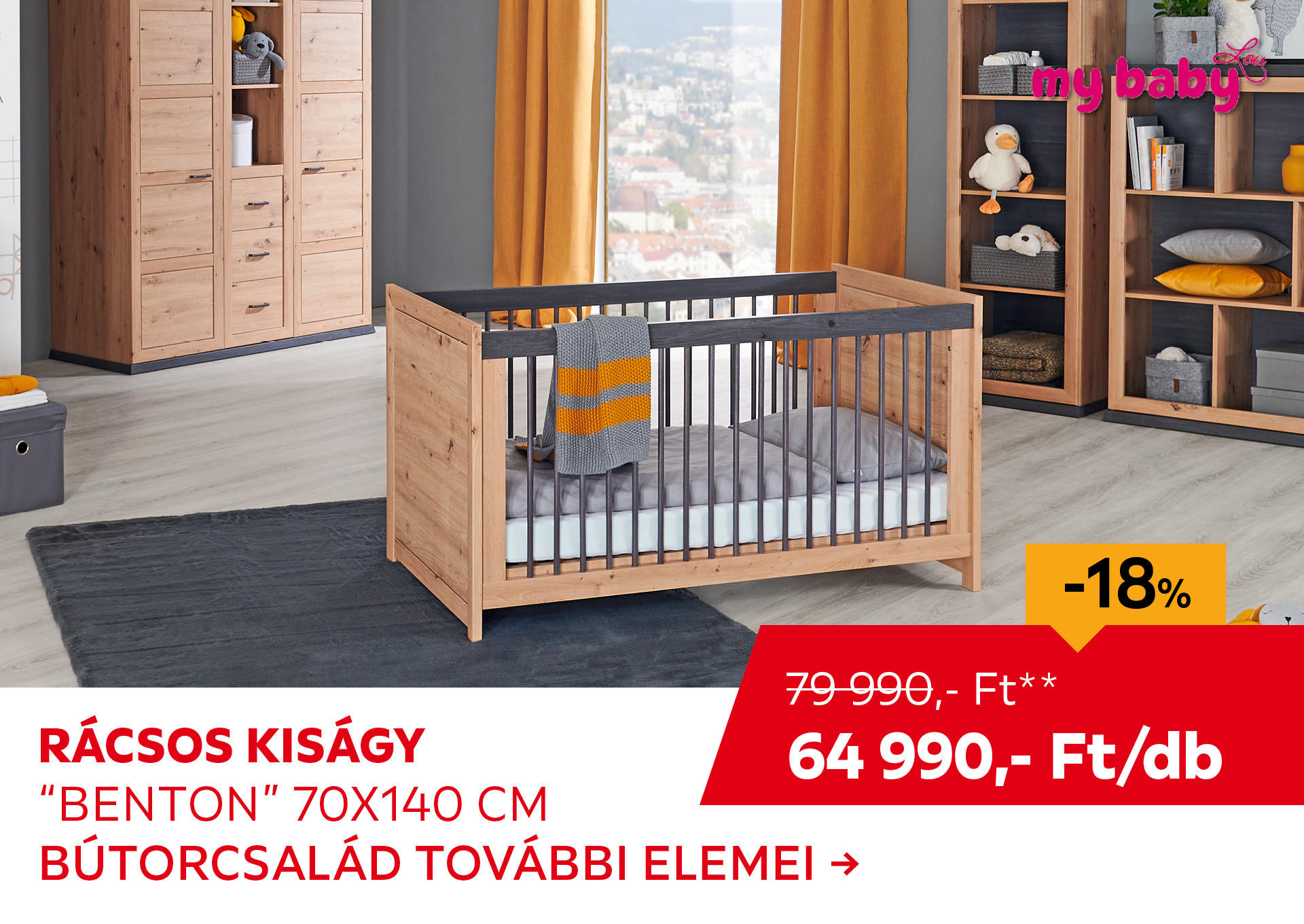 RÁCSOS KISÁGY "BENTON" 70X140 CM Kiemelt termék 79990 Ft.- helyett 64990 Ft.-