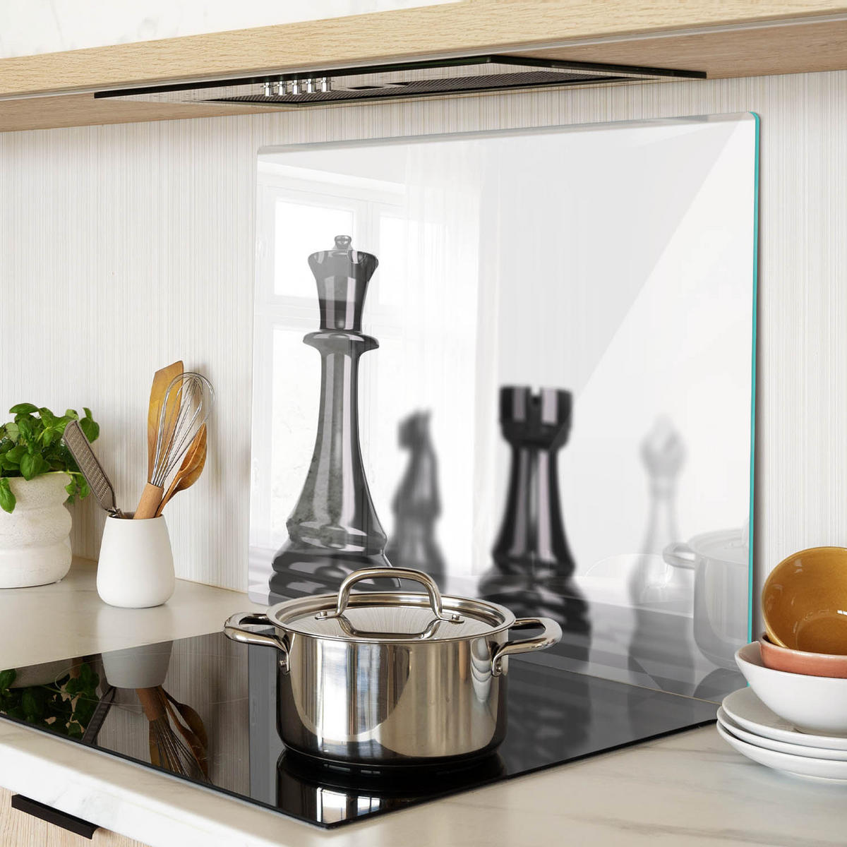 GLASPLATTE 60x52 cm Schachfigur - Schwarz, Glas (60/0.4/52cm) - TULUP