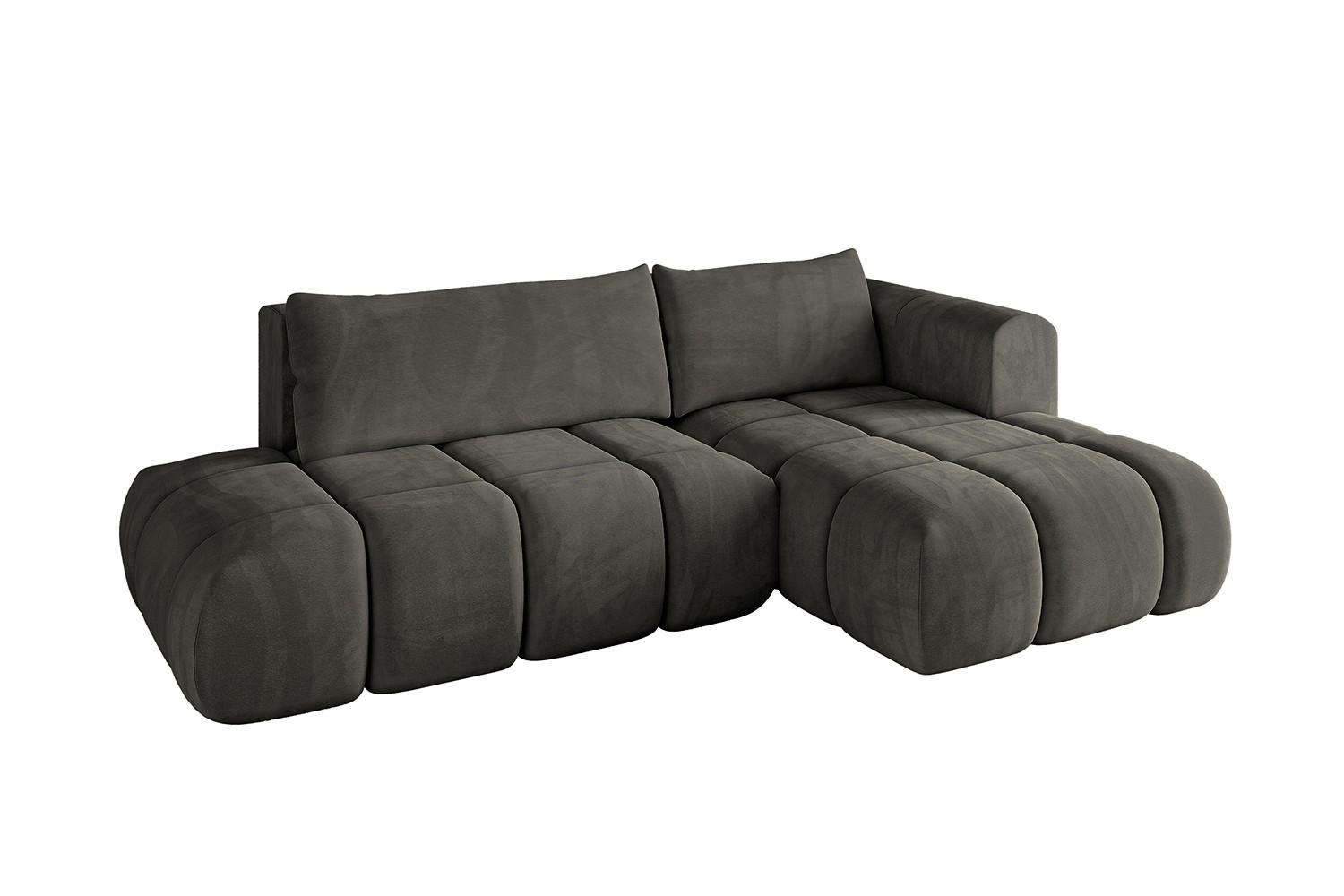 ECKSOFA Ottomane Rechts CLOUD-L 289x180x40 Schwarz Velours - Schwarz, Holzwerkstoff/Kunststoff (289/180cm) - ALTDECOR