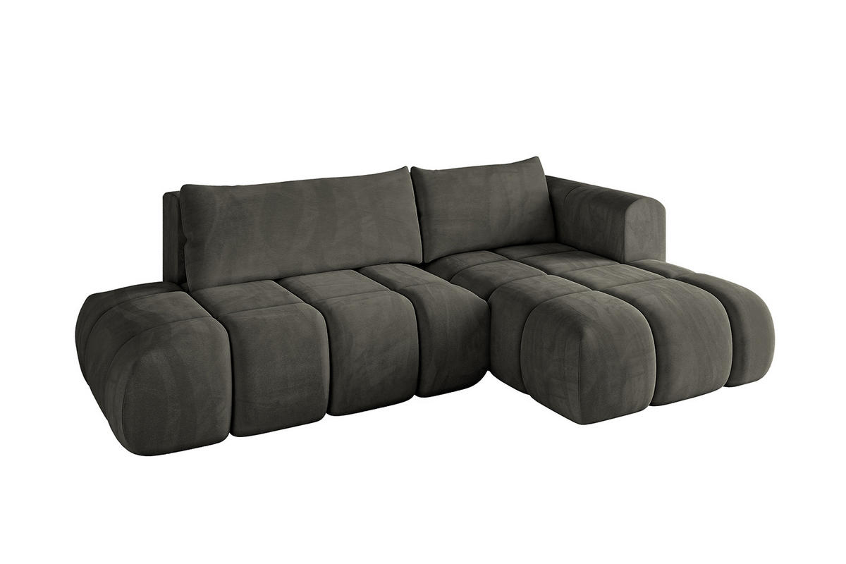 ECKSOFA Ottomane Rechts CLOUD-L 289x180x40 Schwarz Velours - Schwarz, Holzwerkstoff/Kunststoff (289/180cm) - ALTDECOR