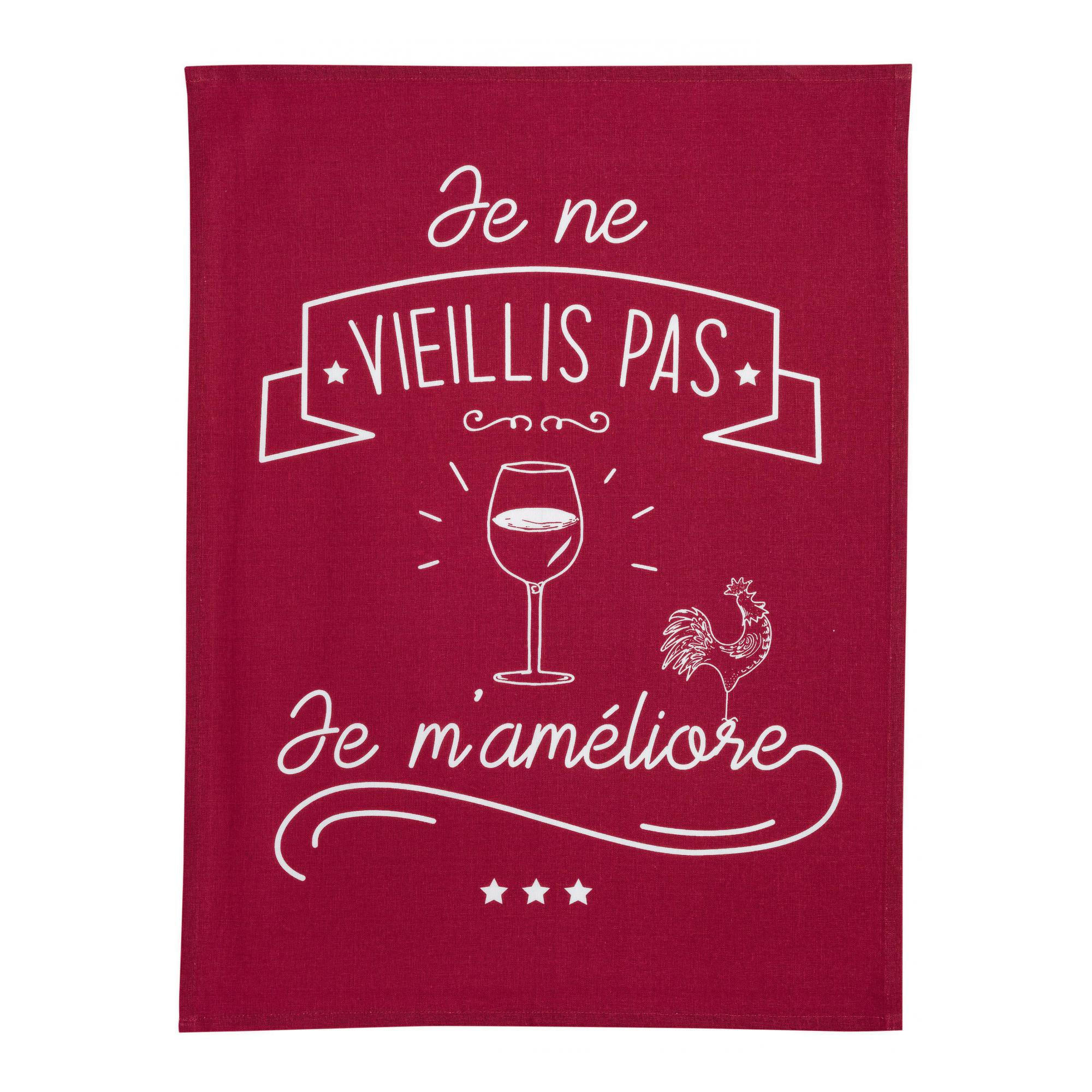 GESCHIRRTUCH Je m'améliore rot 50 x 70 cm - Rot, Textil (70/50cm) - Winkler