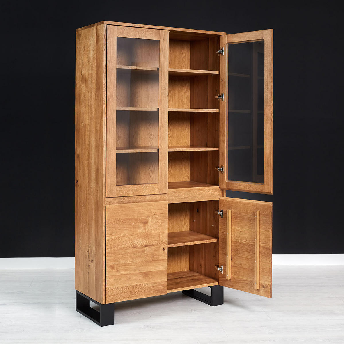 VITRINE Horizon aus massivem Eichenholz 100 cm - Eichefarben/Naturfarben, Holz (100/200/45cm) - Danzz