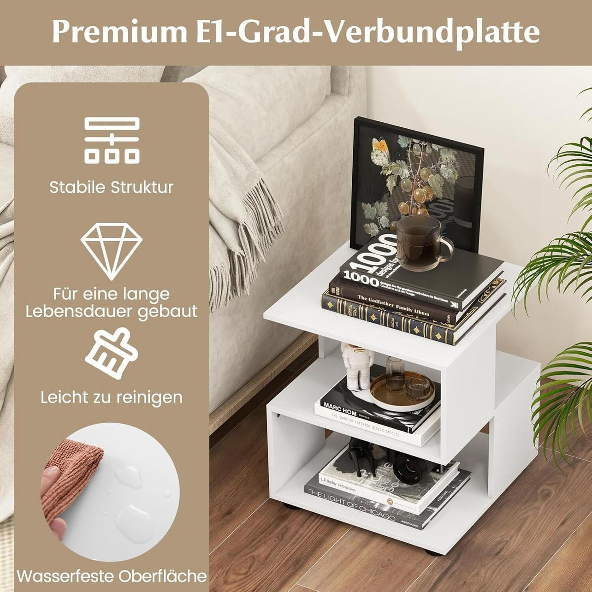 BEISTELLTISCH 45cm Weiß - Weiß, Holz (40/40/45cm) - COSTWAY