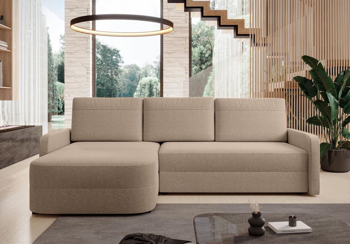 ECKSOFA L Form Nebbiolo Braun 250/170/88 cm – modernes Sofa fürs Wohnzimmer - Schwarz/Braun, Kunststoff/Textil (250/170cm) - AX Living