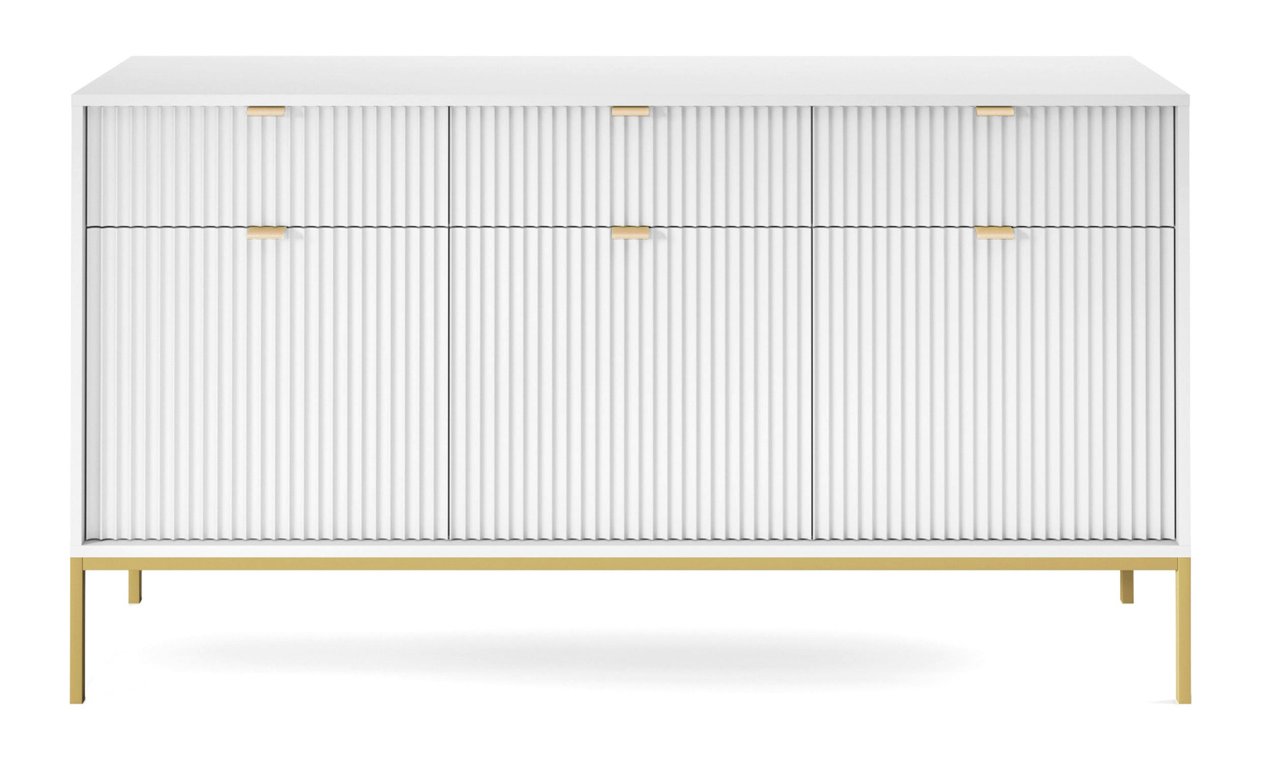 SIDEBOARD Vellore Weiß mit goldenen Metallbeinen 154 cm - Goldfarben/Weiß, Holzwerkstoff/Metall (154/83/39cm) - Selsey