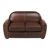 SOFA - 2 Personen - leder - schokoladenbraun Baudoin - Braun, Leder/Holz (150/85/84cm) - Vente-Unique
