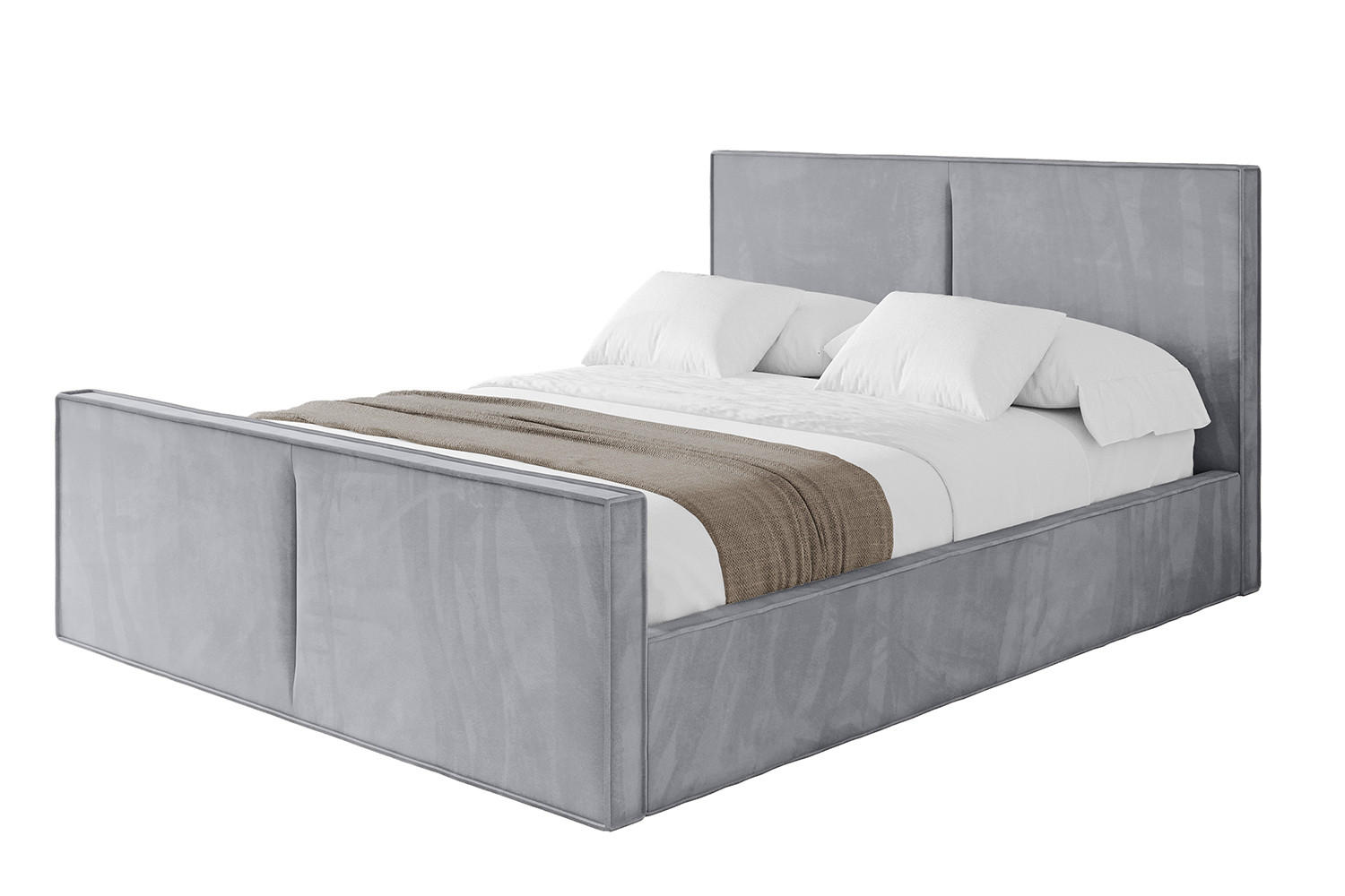 POLSTERBETT mit Bettkasten, Fußteil und Lattenrost, Boxbett ohne Matratze - EMMI-Z 140x200 Hellgrau - Hellgrau, Holzwerkstoff/Textil (140/200cm) - ALTDECOR
