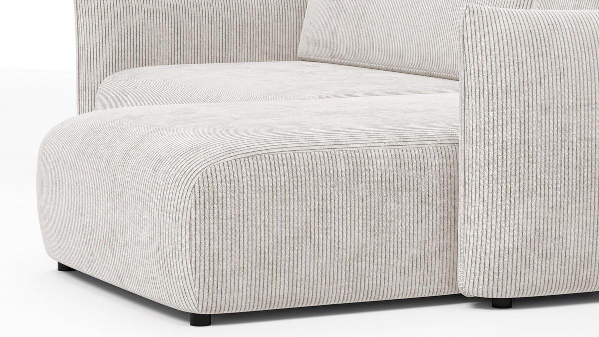 ECKSOFA TAUER 3-Sitzer links, perlweiß - Schwarz/Weiß, Holz/Textil (248/173cm) - Courtois Laville