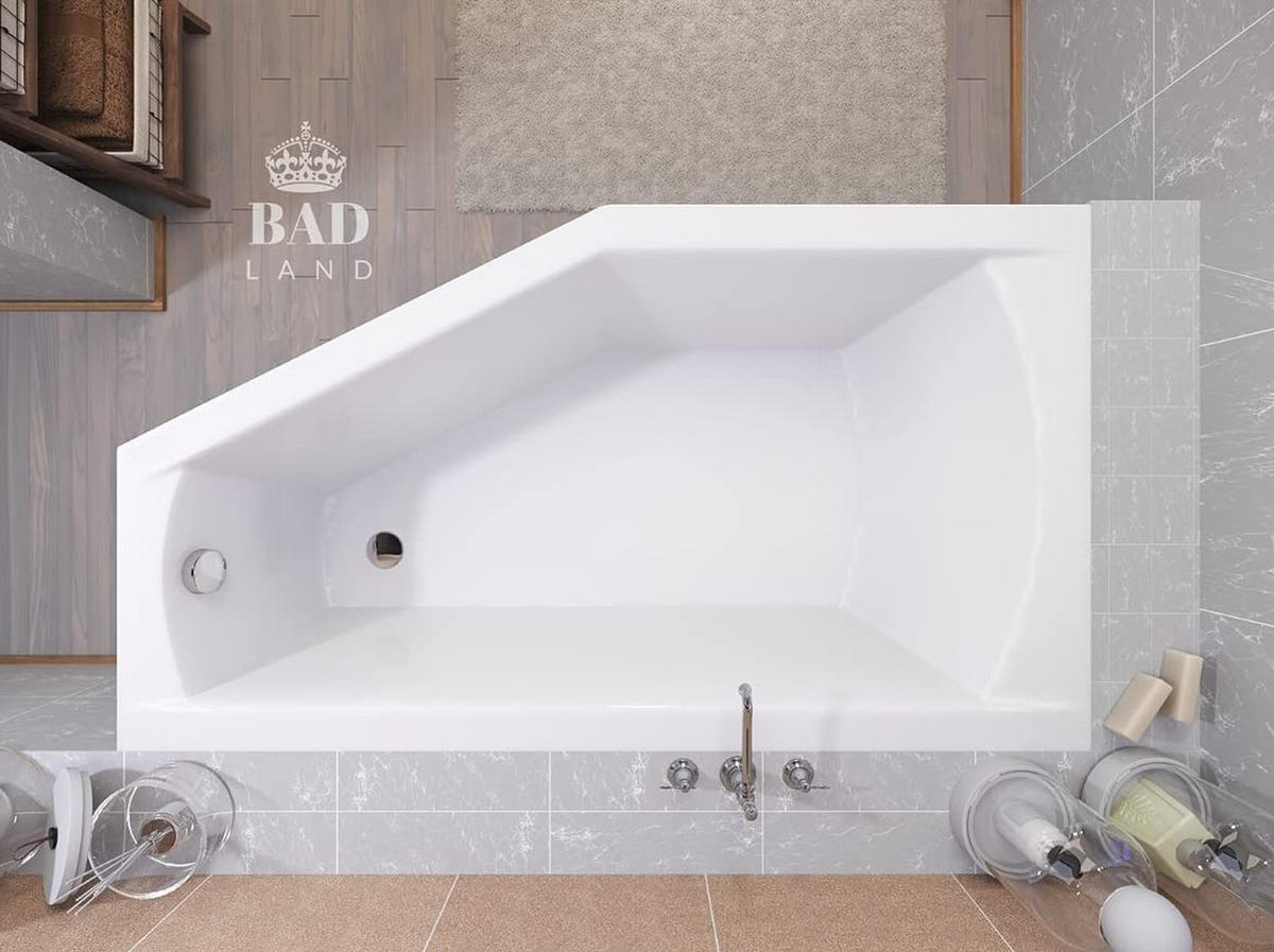 BADEWANNE Eckwanne SELENA 160/90 Links mit Schürze Ablauf Füße - Weiß, Kunststoff (90/59/160cm) - bad land