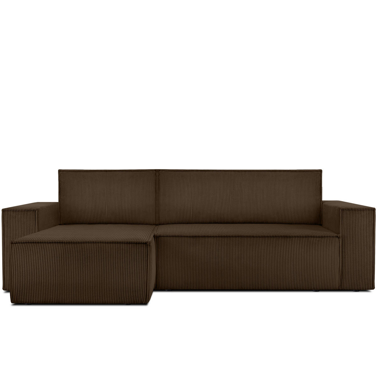 ECKSOFA-LINKS/RECHTS NAPI Schlaffunktion mit Cordbezug, choco - Dunkelbraun/Schwarz, Textil (262/148cm) - KONSIMO®