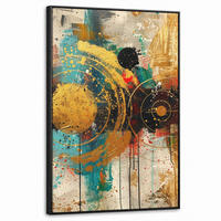 LEINWAND Bilder mit Rahmen - Abstrakt - Kunst - Gold - Modern - 60x90 - Multicolor, Textil (60/90cm) - MuchoWow