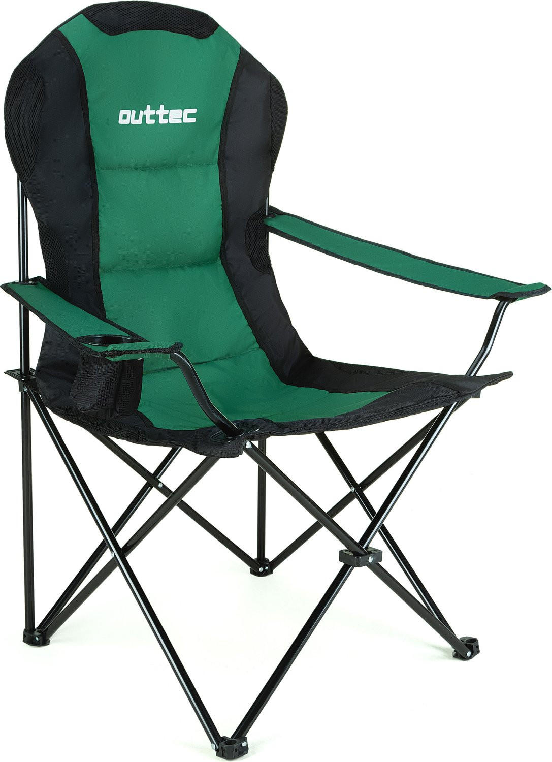 CAMPINGSESSEL bis 130 kg, mit Getränkehalter und Tragetasche - Grün, Textil/Metall (89/104/56cm) - Outtec
