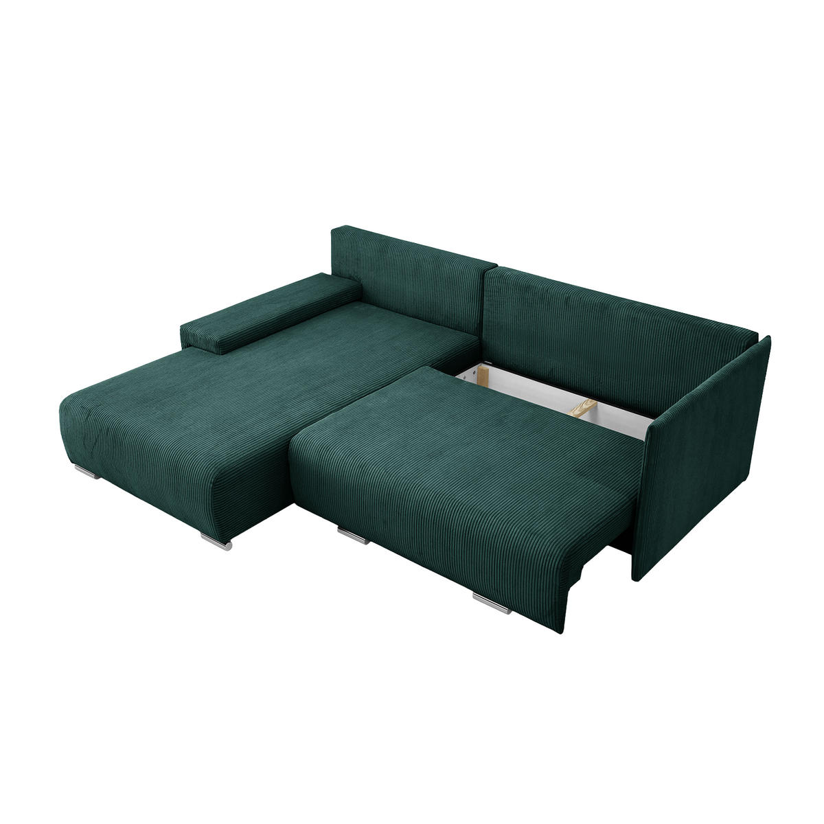 ECKSOFA TRAWANGA L mit Schlaffunktion, Grün - Grün, Textil (246/188cm) - Fedve
