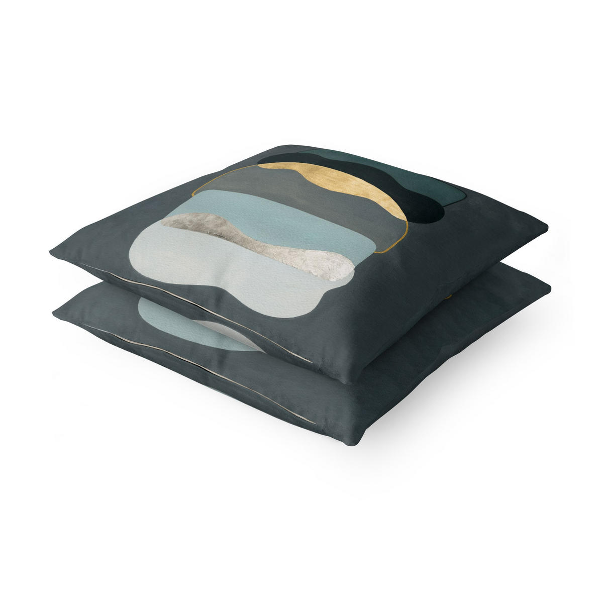 DEKOKISSEN 2er-Set Formen Muster auf Dunkelgrau Duo 50/50 cm - Grau, Textil (50/50cm) - Bilderwelten