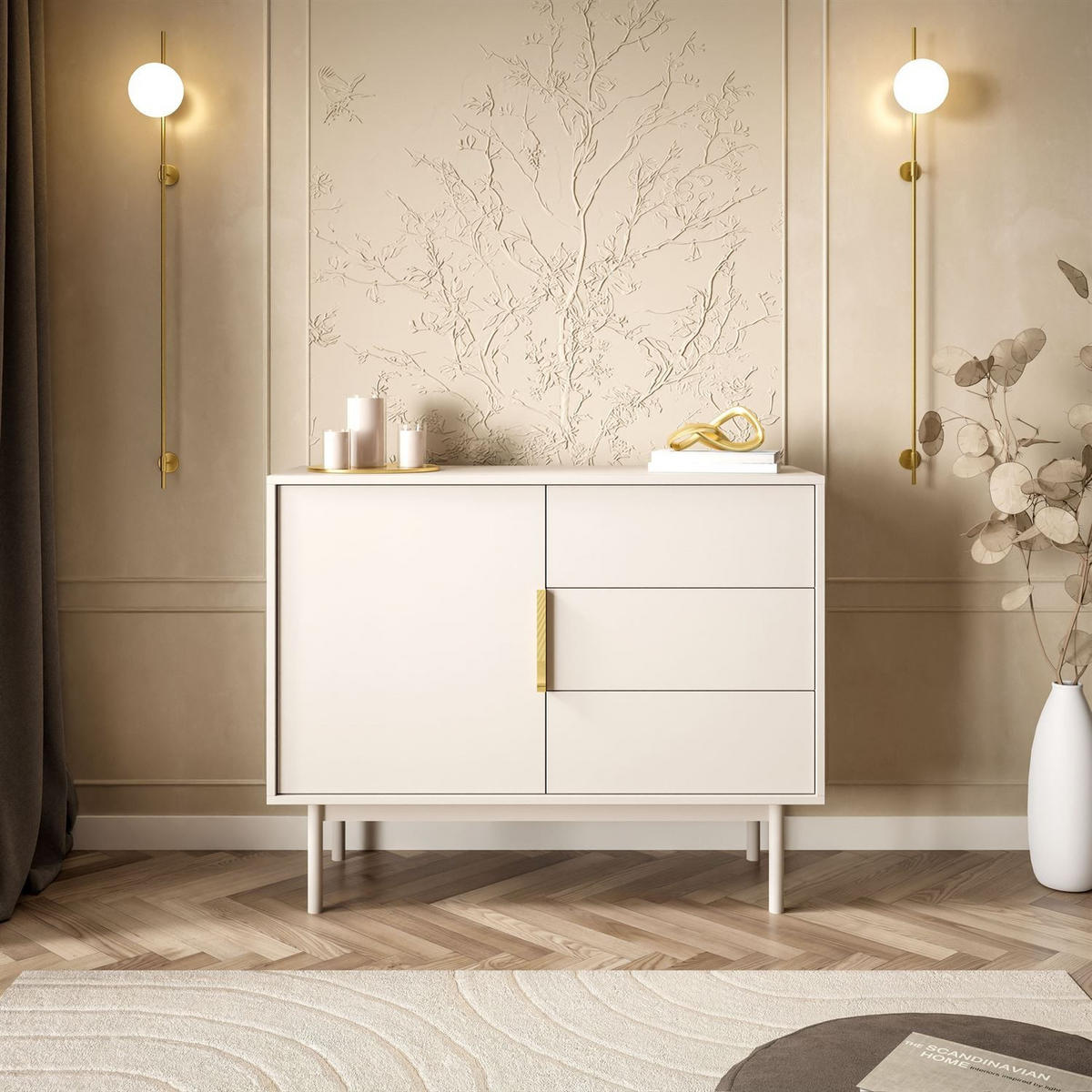 KOMMODE MIRACLE 1D3S mit Schubladen eintrürig Kaschmir - Kaschmir, Holzwerkstoff (104/82/39cm) - Lookway