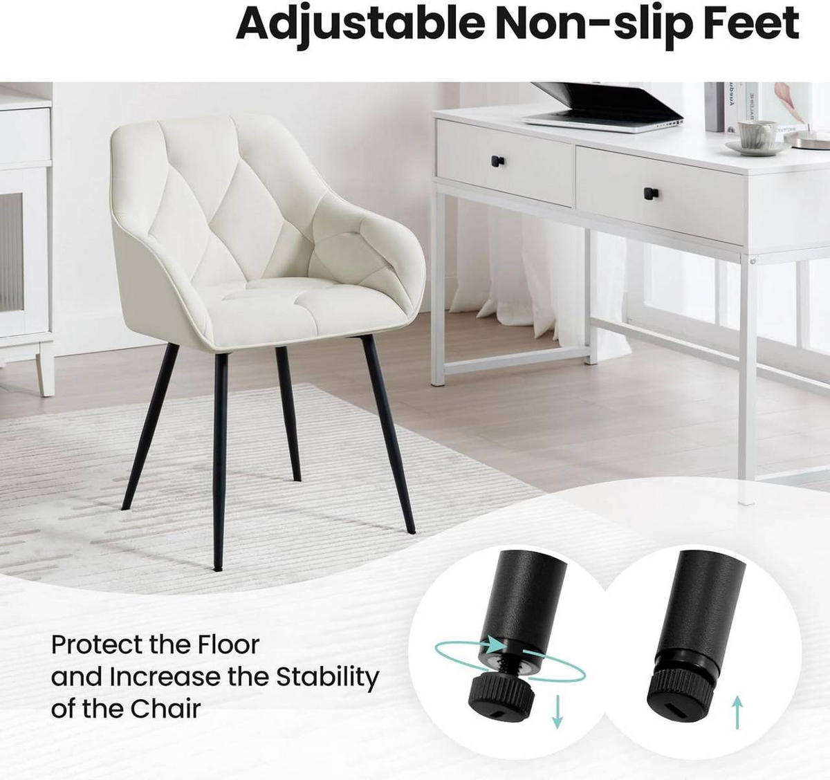 ESSZIMMERSTUHL ergonomisch, aus Samt, Creme - Creme/Schwarz, Kunststoff/Textil (56/83.5/53cm) - Woltu