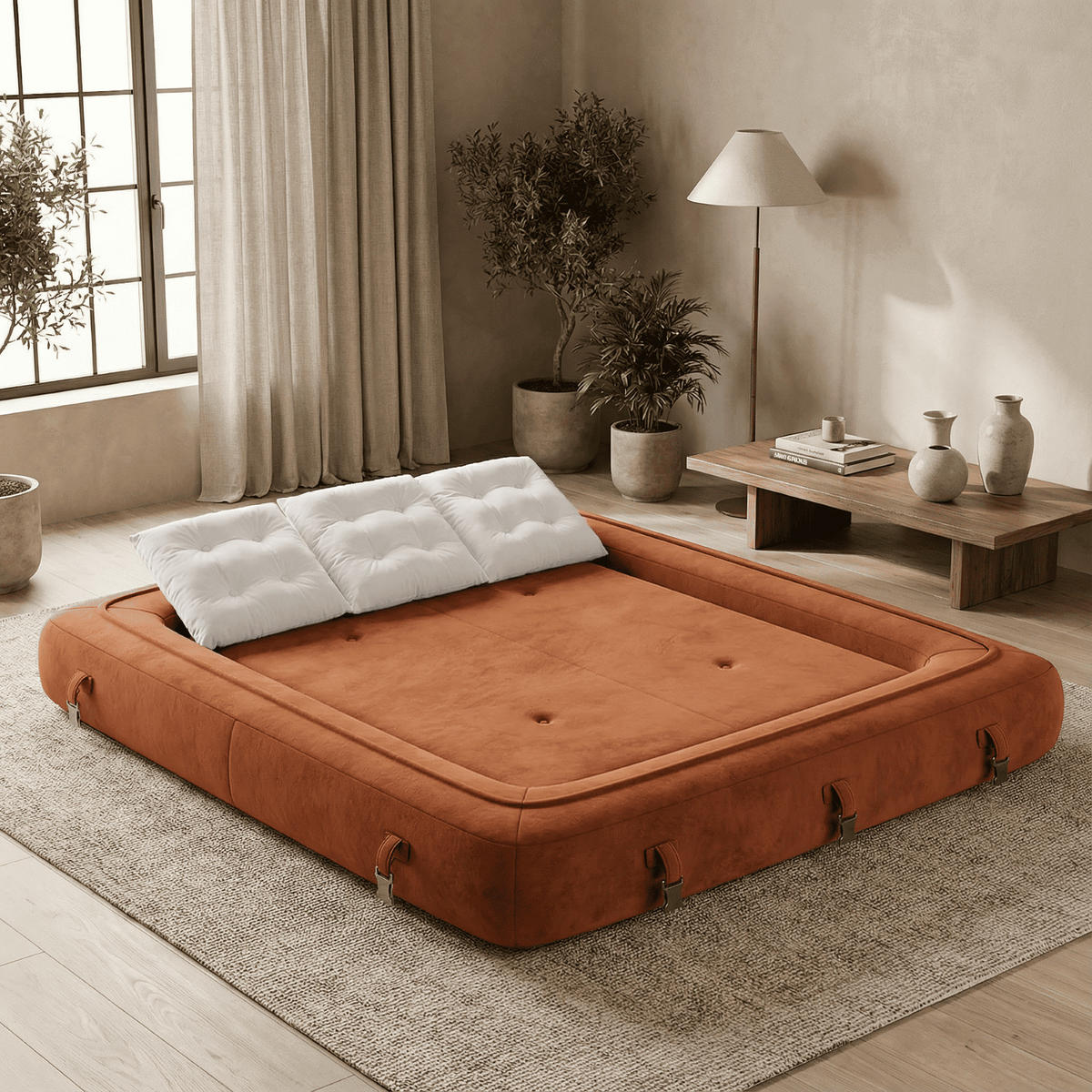 SCHLAFSOFA Okoa 2-Sitzer - Orange Weiß - Orange, Textil (160/60/120cm) - COCO Living