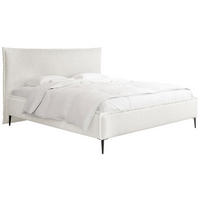 POLSTERBETT Pillow Rise mit Bettkasten, Lattenrost & hohen Metallfüßen in Weiß Chenille 120x200 cm - Birkefarben/Schwarz, Holz/Holzwerkstoff (120/200cm) - WFL GROUP