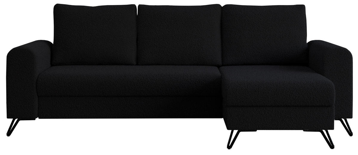 ECKSOFA Hugo Boucle Schwarz - Schwarz, Textil/Metall (242/140cm) - MKS
