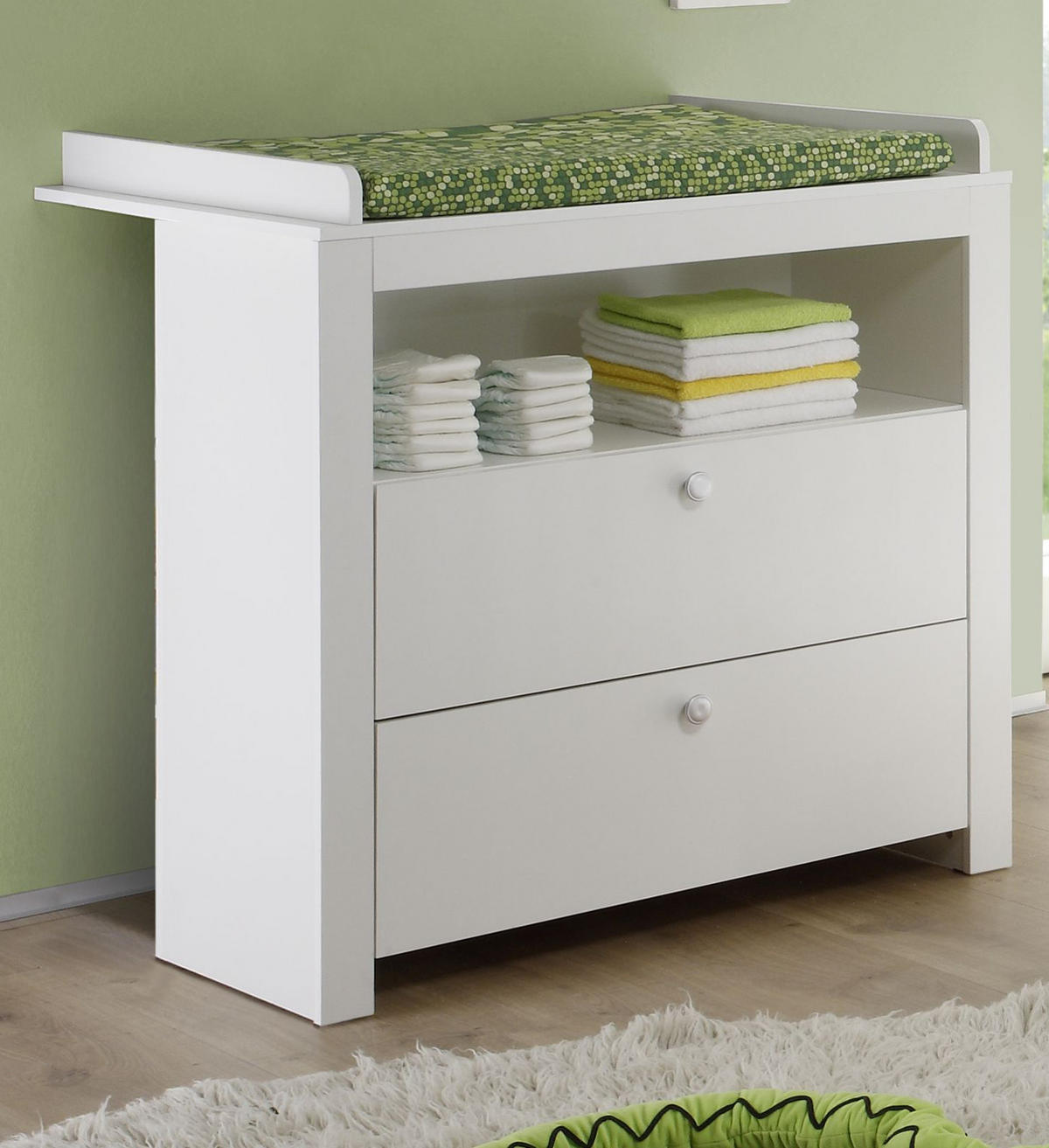 WICKELKOMMODE weiß Babymöbel Wickeltisch 96 x 111 cm - Silberfarben/Weiß, Holzwerkstoff/Kunststoff (96/104/69cm) - Top.Furn