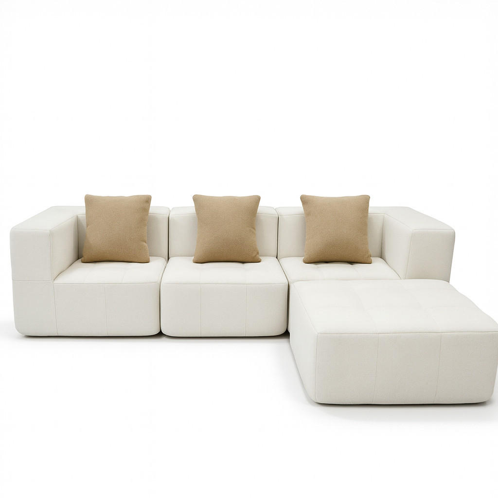 ECKSOFA Eden Komplett Weiß 3-Sitzer - Weiß, Textil (272/71/92cm) - COCO Living