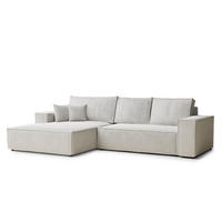 ECKSOFA Maze Beige grau Chenille-Stoff - Links Seite - Greige/Schwarz, Holz/Holzwerkstoff (185/294cm) - Maison de Reve