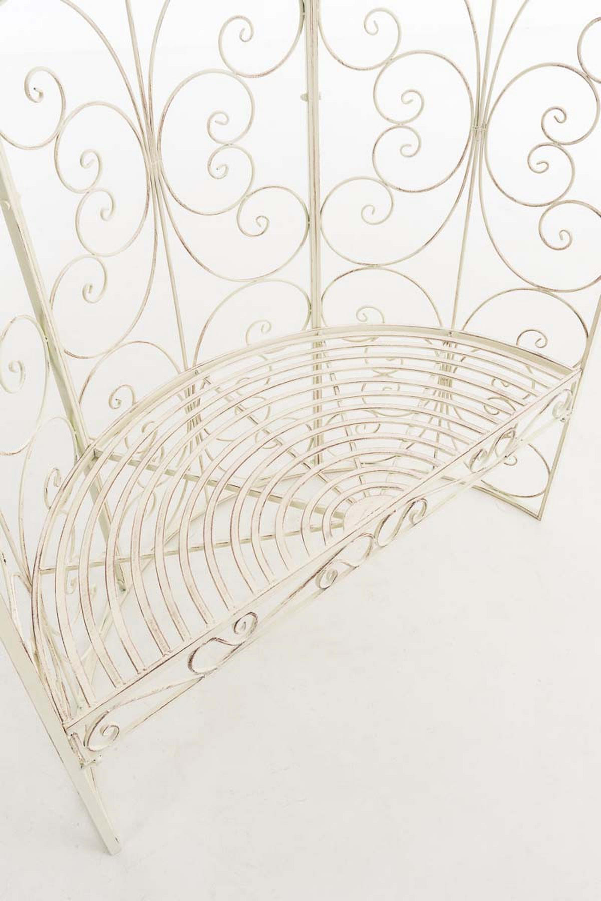 HALBPAVILLON mit Sitzbank Boston Metall Antik-creme Gartenbank - Beige, Metall (120/178/58cm) - DELUKE