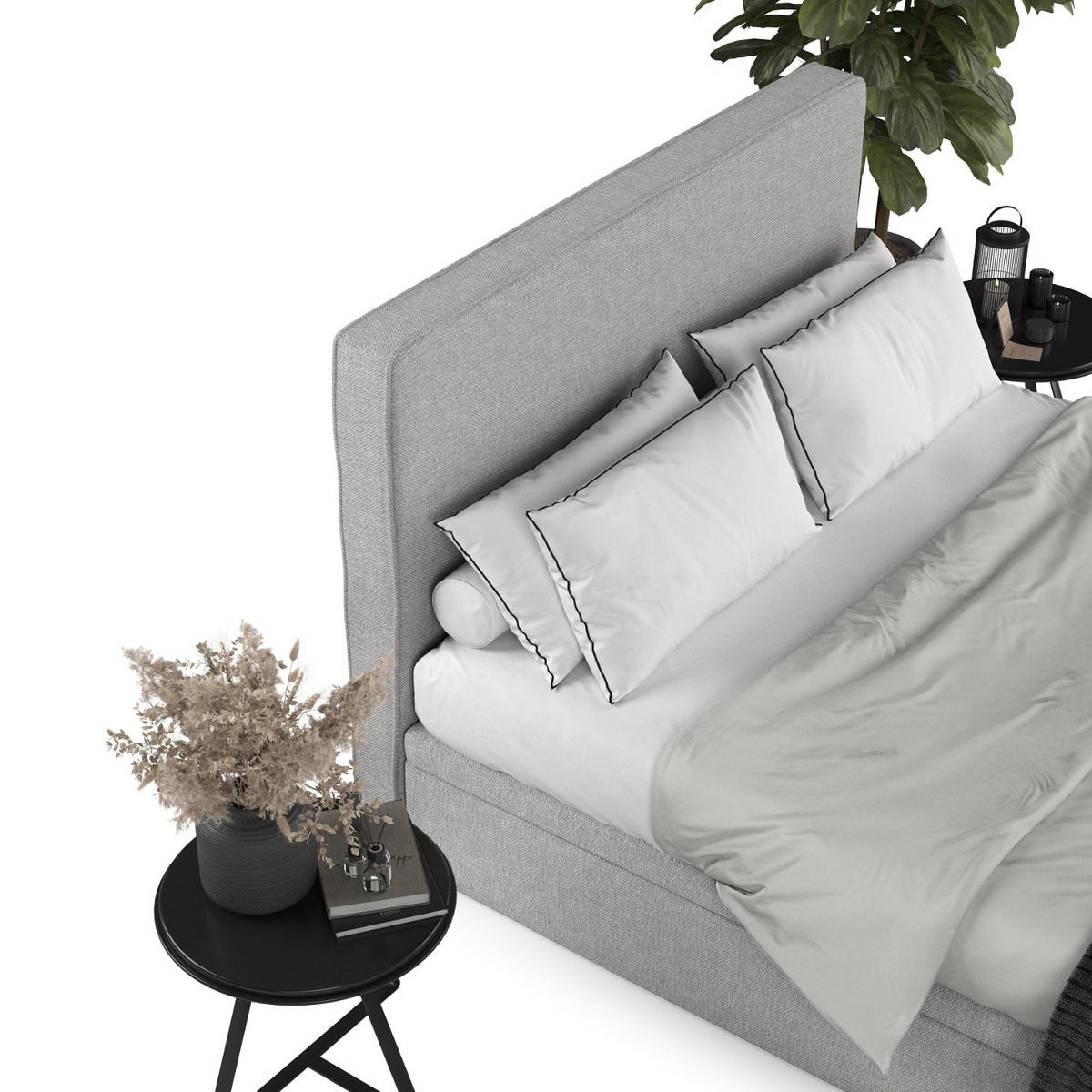 POLSTERBETT Hush mit Stauraum 180/200 cm Grau im Megan Stoff - Schwarz/Grau, Holz/Holzwerkstoff (180/200cm) - AltaBeds