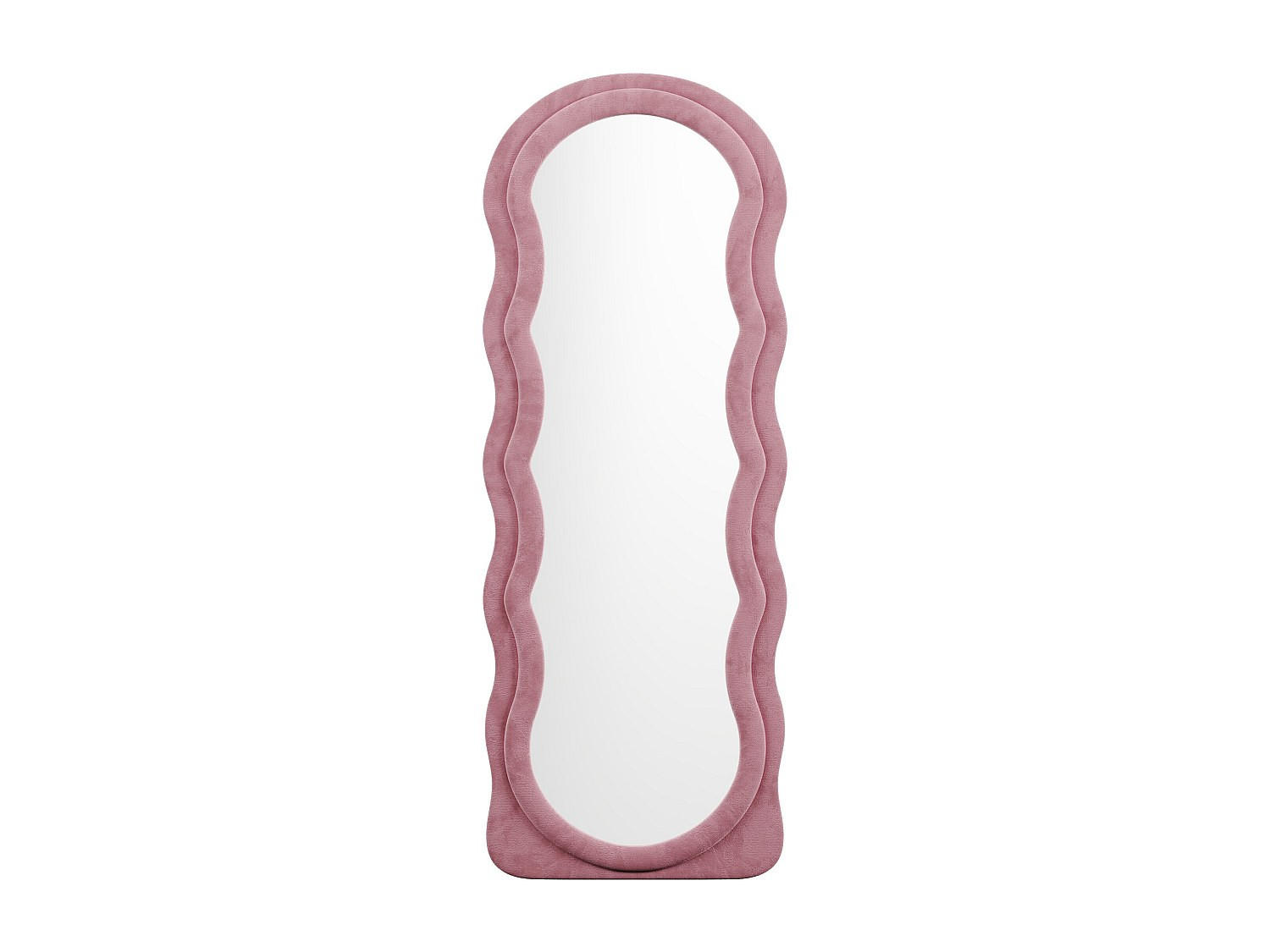 WANDSPIEGEL - 65 cm x 3 cm - Samt, Holz, Platte - Rosa AYANI - Pink, Textil (65/170/3cm) - Vente-Unique
