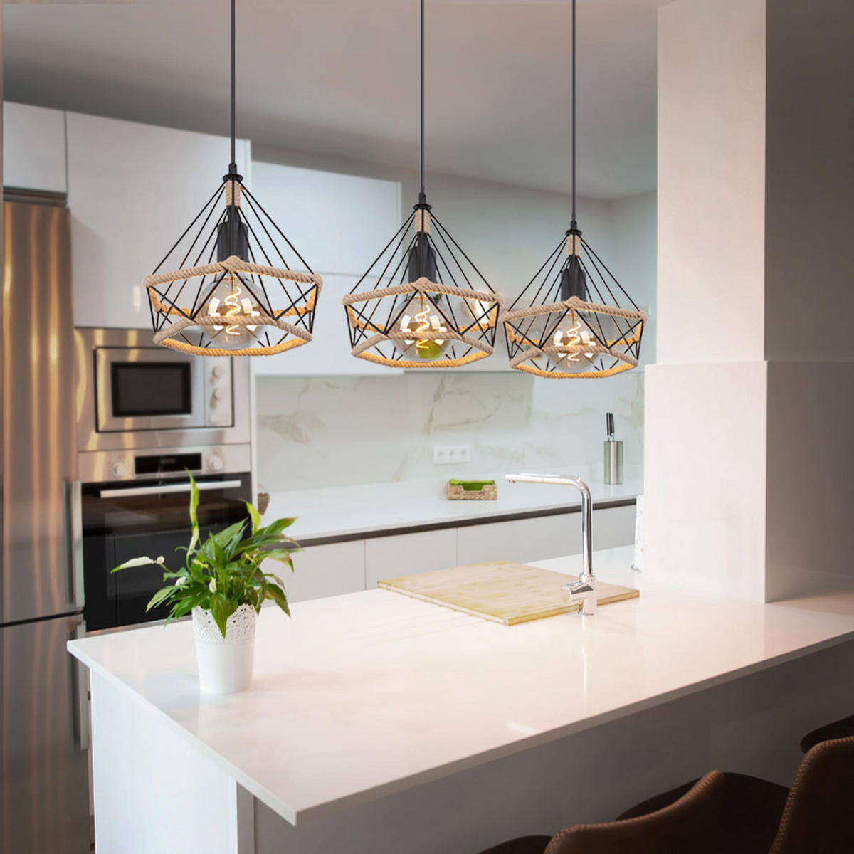 HÄNGELEUCHTE Metall Schwarz 3 Flammig - Schwarz, Metall (100/25/120cm) - Globo Lighting