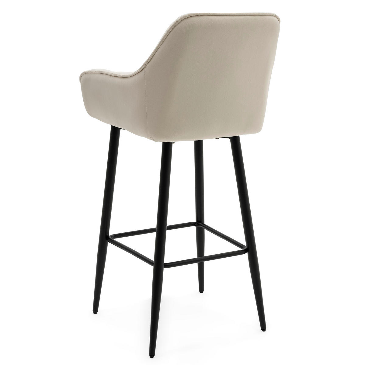 BARHOCKER SIENA gepolstert mit Steppung - beige - Samt Velours - Beige/Schwarz, Metall (53/107/52cm) - NEW HOME