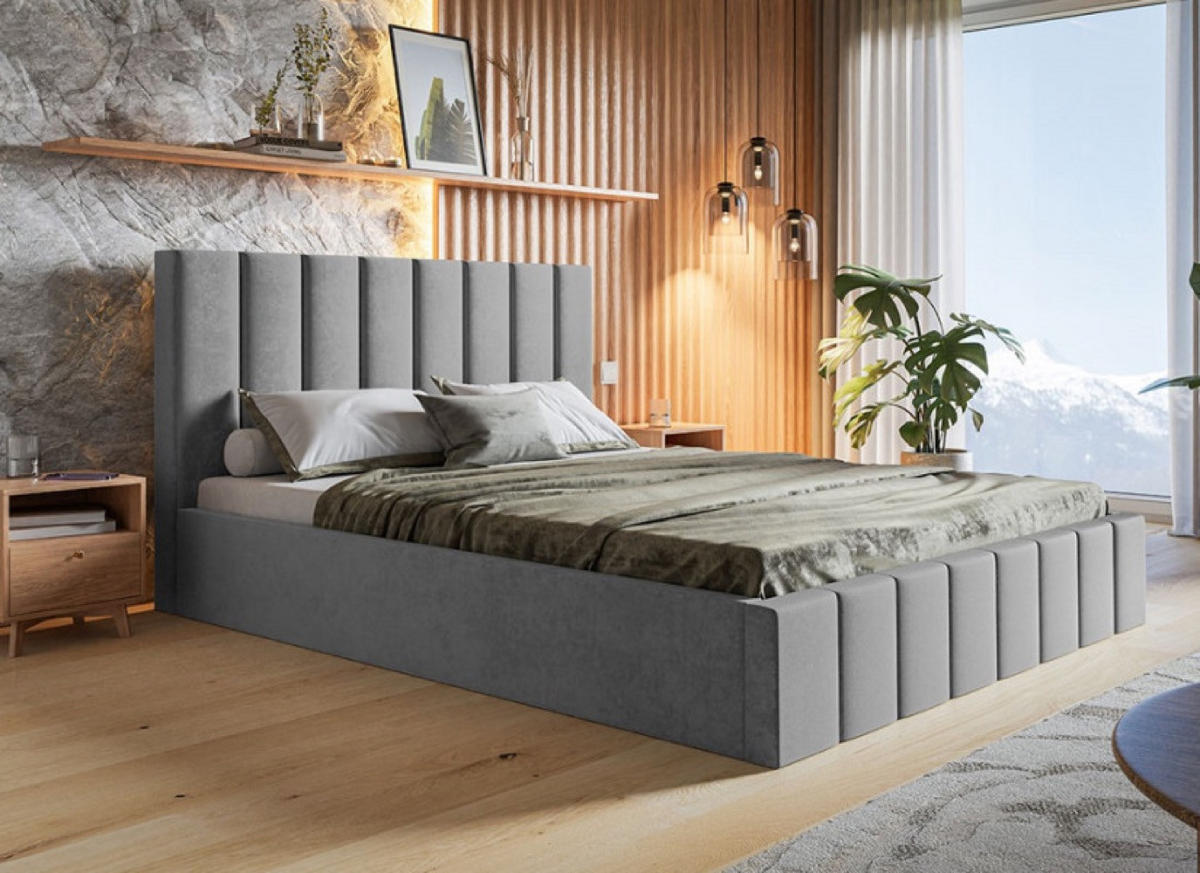 BETT Grau SIM 10 120x200 cm - Schwarz/Grau, Kunststoff/Textil (120/200cm) - Sepro Meble