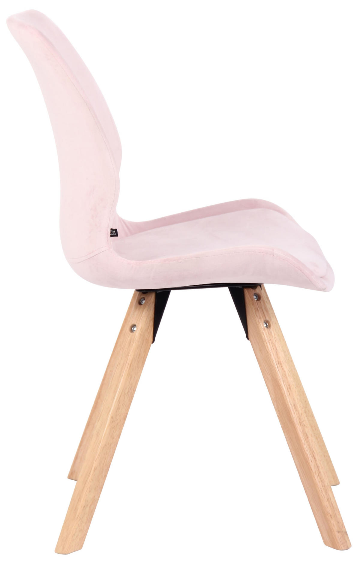 STUHL Samt pink - Pink/Eukalyptusholzfarben, Holz/Textil (49/87.5/58cm) - CLP