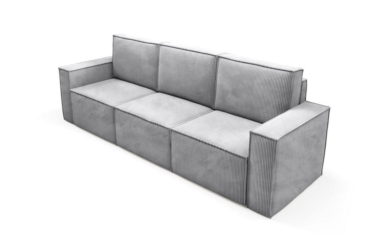 SOFA Orto Hellgrau, Dreisitzer Polstersofa - Hellgrau, Holzwerkstoff/Textil (247/93/82cm) - Bettso