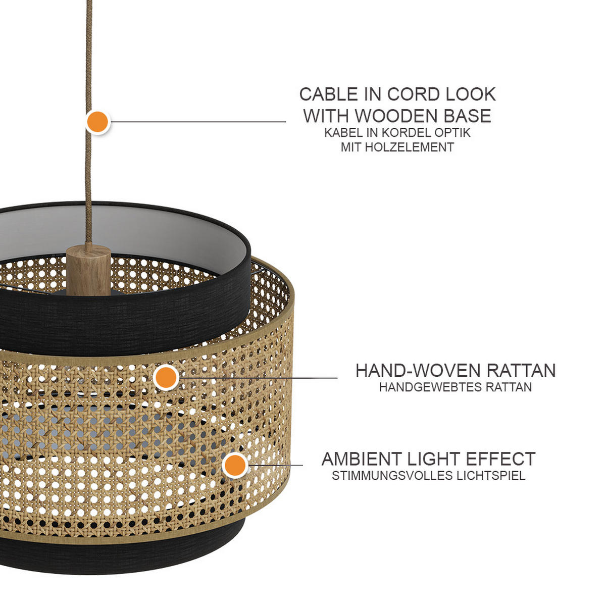 STROPNÍ SVÍTIDLO Morten Černá 45 x 31 cm - černá, přírodní materiály (45/45/31cm) - Vicco