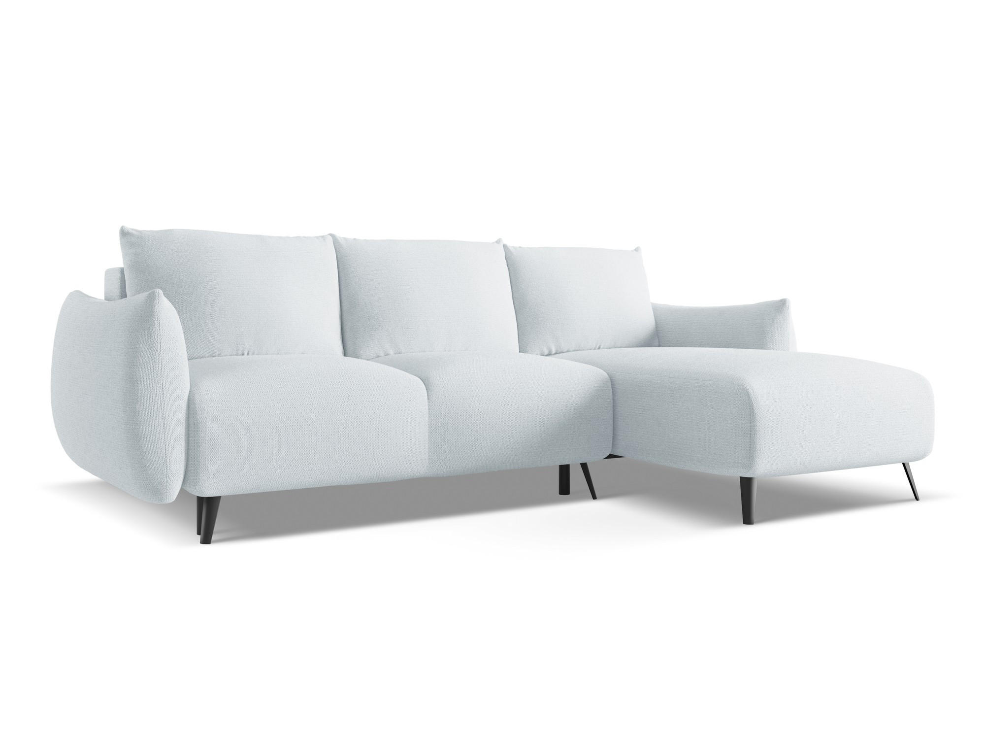 ECKSOFA mit Schlaffunktion Chenille Stoff Blau - Blau/Schwarz, Textil/Metall (242/162cm) - Makamii