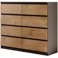 KOMMODE Lemon 120 cm mit acht Schubladen anthrazit/eiche Lanzelot - Eichefarben/Anthrazit, Holzwerkstoff (120/101.5/39cm) - Beautysofa
