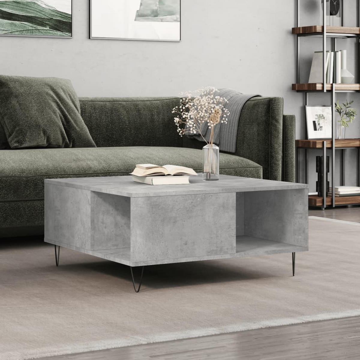 COUCHTISCH Betongrau 80x80x36,5 cm Holzwerkstoff - Grau, Holzwerkstoff (80/80/36.5cm) - furnicato