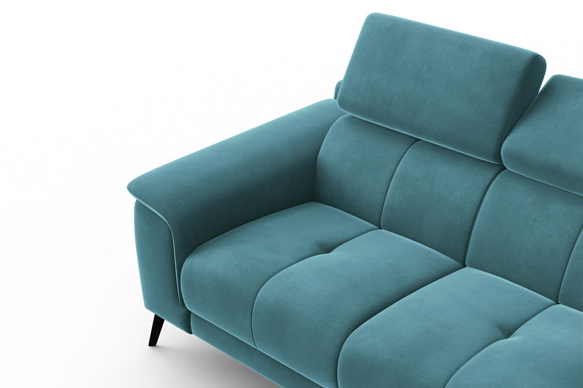 SOFA FIERO 2-Sitzer, Minter Veloursstoff - Schwarz/Mintgrün, Holz/Textil (170/82/103cm) - Courtois Laville