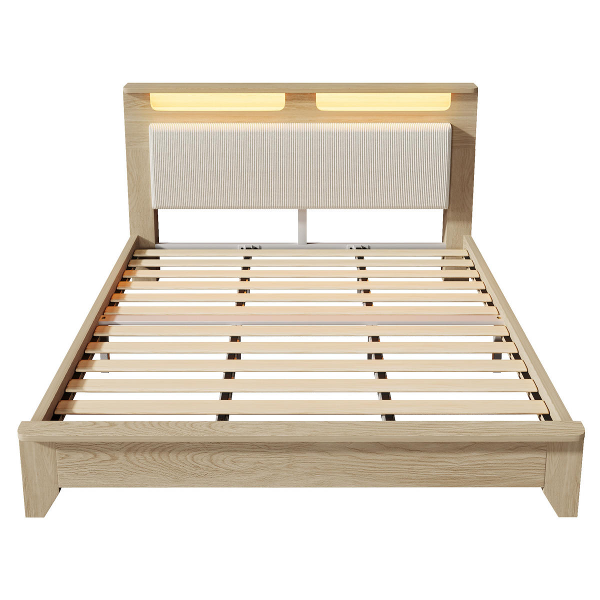 HOLZBETT 180/200 cm DE-00549, in Eichefarben, LED-Beleuchtung - Eichefarben, Holz (180/200cm) - ComfortXL