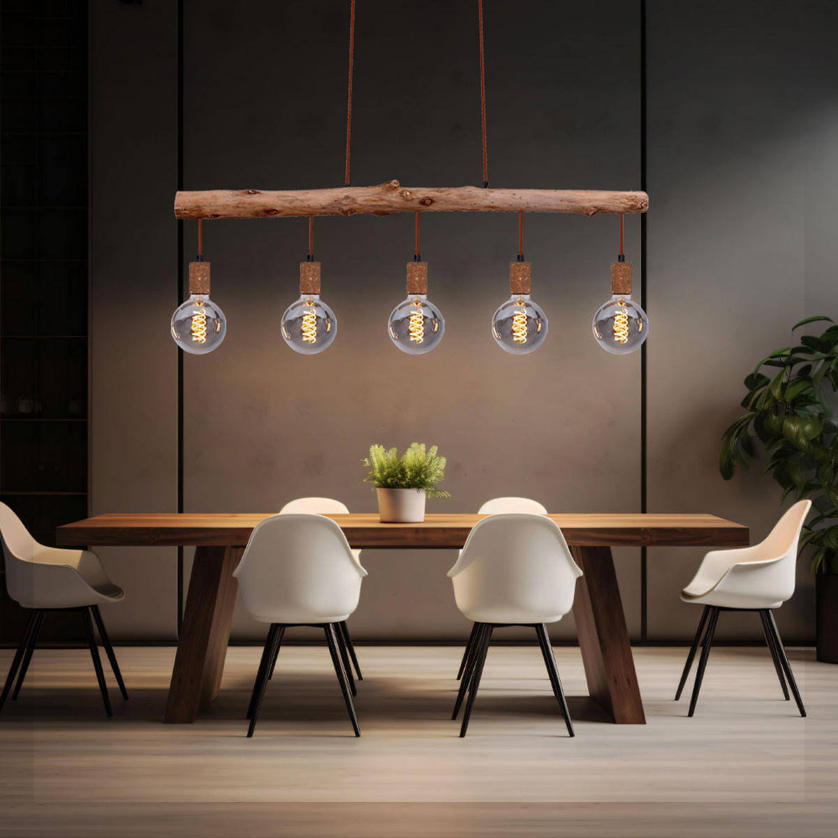 HÄNGELEUCHTE Holzoptik Braun Rostfarben - Braun, Holz (100/8.5/140cm)