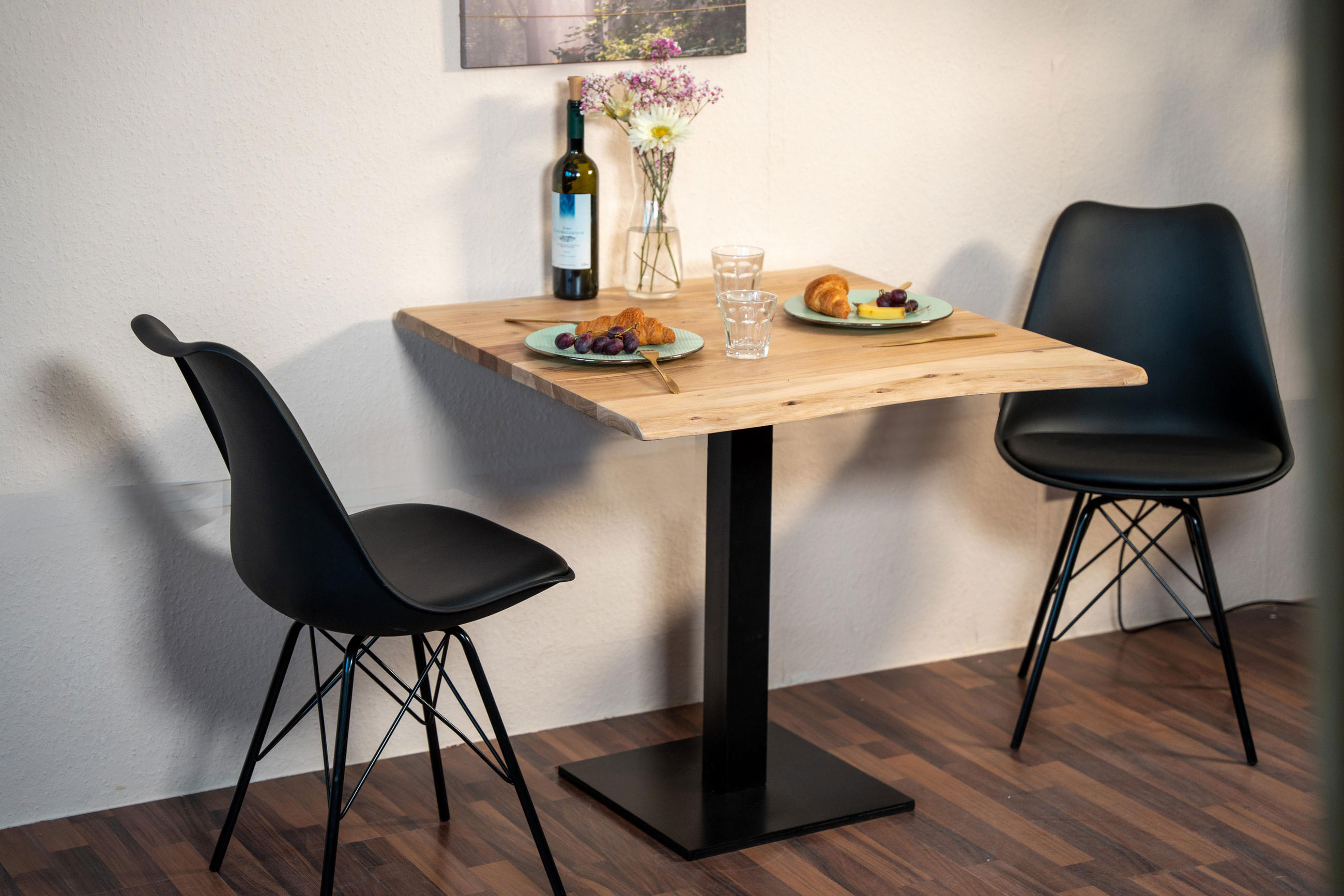BISTROTISCH IRIS - Beige/Schwarz, Holz/Metall (80/80/75cm) - SAM