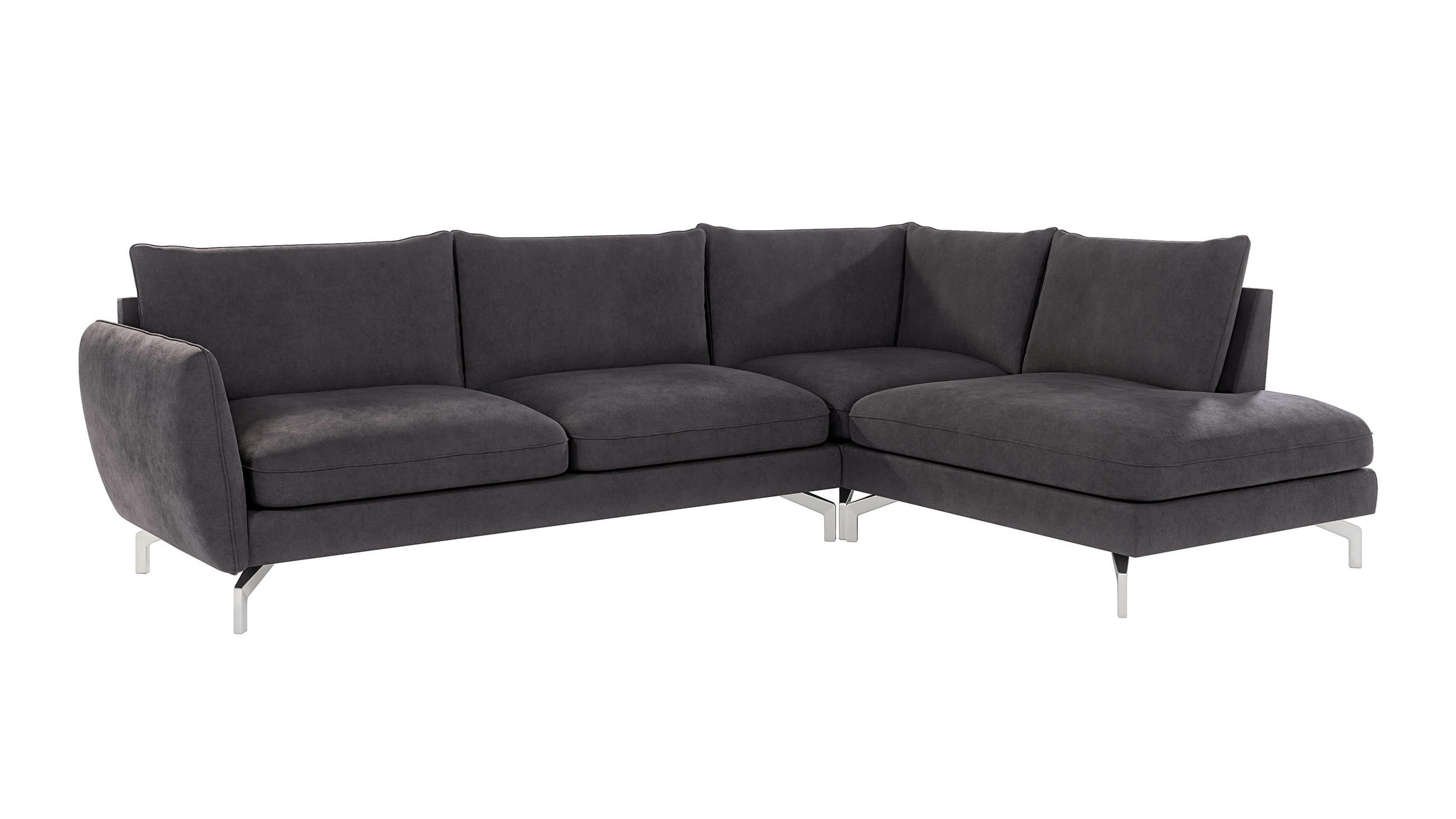 ECKSOFA Elou Graphit Microfaser - Chromfarben/Graphitfarben, Holz/Textil (277/200cm) - S-Style Möbel