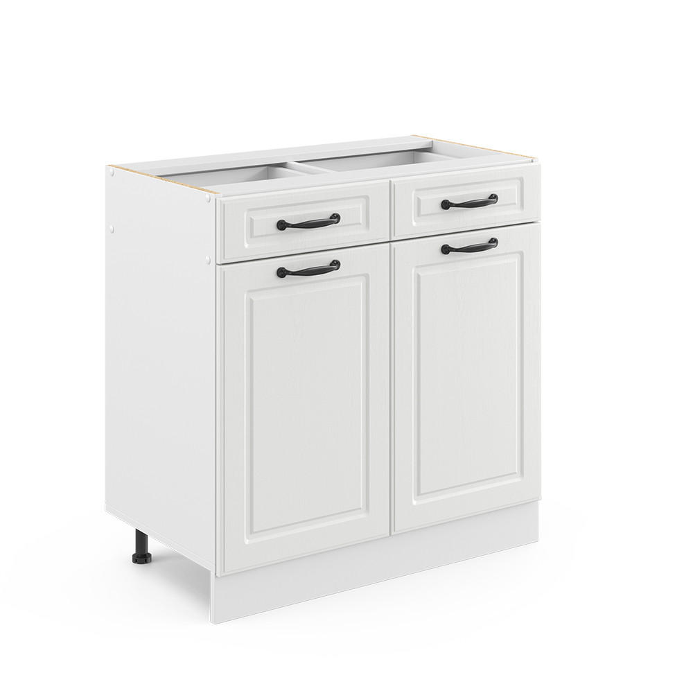 KÜCHENUNTERSCHRANK R-Line Weiß Landhaus 80 cm ohne AP - Weiß, Holzwerkstoff (80/81.6/46cm) - Vicco